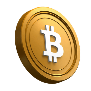 Bitcoin BTC-munt schuin gepositioneerd als visueel element in de herosectie